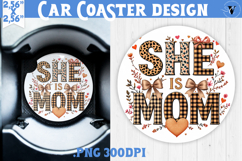 Mothers day Car Coaster | Flowers, Bow | She Is Mom Product Image 1