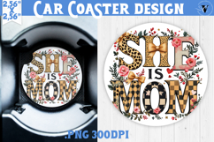 Mothers day Car Coaster | Flowers, Bow | She Is Mom Product Image 1