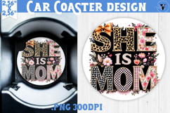 Mothers day Car Coaster | Flowers, Bow | She Is Mom Product Image 1