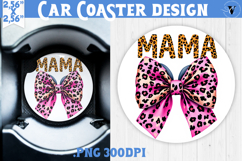 Mothers day Car Coaster | Leo print and Bow | Mama Product Image 1