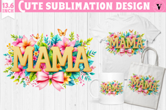 Mothers day clipart | Flowers, Bow | Mama sublimation Product Image 1
