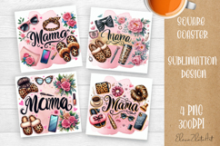 Mama, Mom square coaster sublimation design Happy Mother Day Product Image 1