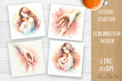Square Coaster sublimation | easter mom |Happy Mother Day Product Image 1