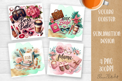 Mama, Mom square coaster sublimation design Happy Mother Day Product Image 1