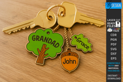 Family Keychain Laser Cut |Wooden Key Rings|Family SVG| CNC Product Image 1