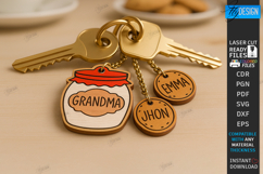 Family Keychain Laser Cut |Wooden Key Rings|Family SVG| CNC Product Image 1