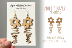 Mom Flower Earring, Dangle Mothers Day Gift, Flower Mom SVG Product Image 1