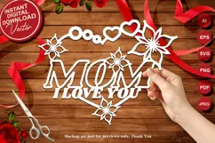 Mom I Love You Laser and Paper Cut Gift Idea for Decorations Product Image 1