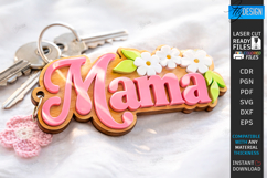 Mother's Day Keychain Laser Cut | Granny Keyring |Floral SVG Product Image 1