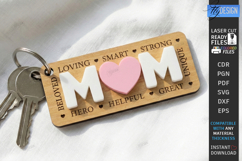 Mother's Day Keychain Laser Cut | Granny Keyring |Floral SVG Product Image 1