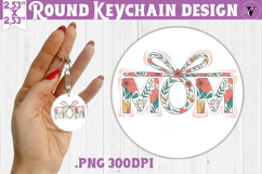 Round keychain | Mothers Day | Flowers, Bow Product Image 1