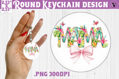 Round keychain | Mothers Day | Flowers, Bow Product Image 1