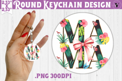 Round keychain | Mothers Day | Flowers, Bow Product Image 1