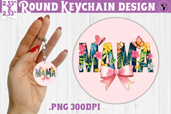 Round keychain | Mothers Day | Flowers, Bow Product Image 1