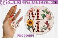 Round keychain | Mothers Day | Flowers, Bow Product Image 1