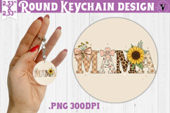 Round keychain | Mothers Day | Flowers, Bow Product Image 1