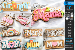 Mother's Day Keychain Laser Cut Bundle | Floral Mom Keyring Product Image 1