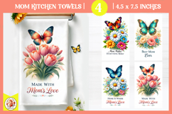 Mom kitchen towel designs with flowers and butterflies Product Image 1