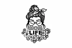 Mom Life SVG, Messy Bun, Woman Wearing Glasses, Floral Mom Product Image 2