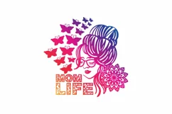 Mom Life SVG, Butterflies, Messy Bun, Woman Wearing Glasses Product Image 3