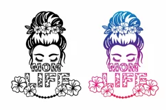 Mom Life SVG, Floral Messy Bun, Woman and Flowers Product Image 2