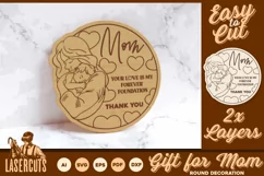 Mom Gift Laser Cut Round Mothers Day SVG Design Product Image 1