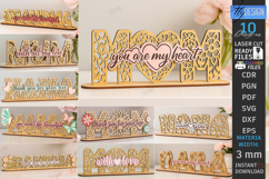 Mom Love You Stands Laser Cut Bundle|Family SVG|Table Decor Product Image 1