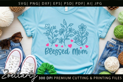 Blessed Mom SVG Floral Mothers Day T-shirt Tote Mug Designs Product Image 5