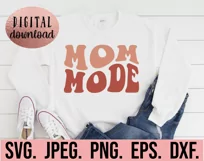 Mom Mode Groovy Retro Wavy SVG - Mothers Day SVG - Mama Mode Product Image 2