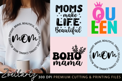Mom SVG Cut Files Mothers Day SVG Mama Queen T-shirt Design Product Image 1