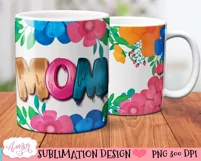 Floral Mom mug wrap PNG for sublimation |Mother's day Product Image 4