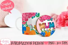 Floral Mum mug wrap PNG for sublimation |Mother's day mug Product Image 2