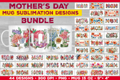 Bundle of Floral MOM Mug Wrap Sublimation Designs Product Image 1