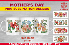 Floral MOM Mother’s Day Mug Wrap Sublimation Design Product Image 1