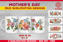 Floral MOM Mother’s Day Mug Wrap Sublimation Design Product Image 1