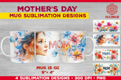 Floral MOM Mother’s Day Mug Wrap Sublimation Design Product Image 1
