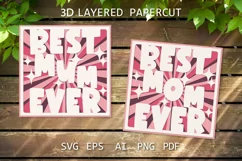 Mom Mum card Layered papercut Best Mom Ever Mothers Day 