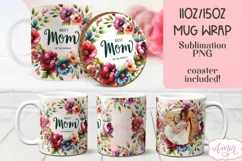 Mom Photo Mug Wrap and coaster sublimation PNG, Mother's day Product Image 1