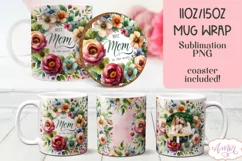 Mom Photo Mug Wrap and coaster sublimation PNG, Mother's day Product Image 1