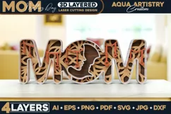 3D Layered Mom SVG - Mothers Day SVG - Laser Cut Template Product Image 1