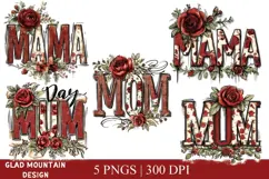 Mother's Day Word Art: Mama, Mom, Mum, Mum Day design pngs Product Image 1