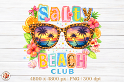 Salty Beach Club Sublimation Design | Preppy Summer Collage Product Image 1