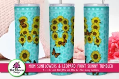 MOM sunflowers and leopard print skinny tumbler sublimation