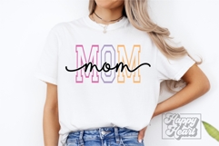 Mom Varsity Script Pastel SVG PNG - Mothers Day Trendy Product Image 1