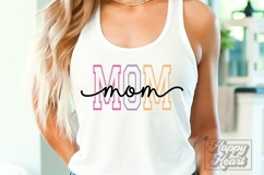 Mom Varsity Script Pastel SVG PNG - Mothers Day Trendy Product Image 2