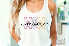 Mom Varsity Script Pastel SVG PNG - Mothers Day Trendy Product Image 2