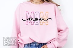Mom Varsity Script Pastel SVG PNG - Mothers Day Trendy Product Image 3