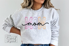 Mom Varsity Script Pastel SVG PNG - Mothers Day Trendy Product Image 4