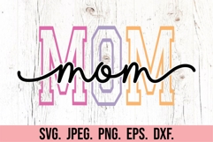 Mom Varsity Script Pastel SVG PNG - Mothers Day Trendy Product Image 5