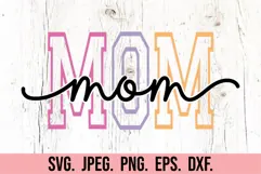 Mom Varsity Script Pastel SVG PNG - Mothers Day Trendy Product Image 5